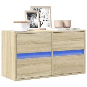 Wall-mounted TV unit with LED lights Sonoma oak 80x31x45 cm by , TV Furniture - Ref: Foro24-852287, Price: 79,93 €, Discount: %