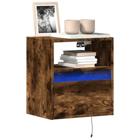 Wall-mounted TV stand with smoked oak LED lights 41x31x45 cm by , TV Furniture - Ref: Foro24-852321, Price: 55,99 €, Discount: %