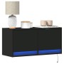 Wall-mounted TV stand with LED lights black 80x31x35 cm by , TV Furniture - Ref: Foro24-852356, Price: 70,18 €, Discount: %