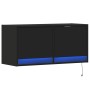 Wall-mounted TV stand with LED lights black 80x31x35 cm by , TV Furniture - Ref: Foro24-852356, Price: 70,18 €, Discount: %