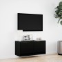 Wall-mounted TV stand with LED lights black 80x31x35 cm by , TV Furniture - Ref: Foro24-852356, Price: 70,18 €, Discount: %