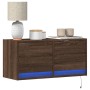 Wall-mounted TV stand with LED lights in brown oak, 80x31x35 cm. by , TV Furniture - Ref: Foro24-852361, Price: 70,18 €, Disc...