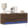 Wall-mounted TV stand with LED lights in brown oak color, 100x31x35 cm. by , TV Furniture - Ref: Foro24-852368, Price: 78,15 ...