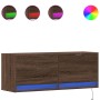 Wall-mounted TV stand with LED lights in brown oak color, 100x31x35 cm. by , TV Furniture - Ref: Foro24-852368, Price: 78,15 ...