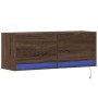 Wall-mounted TV stand with LED lights in brown oak color, 100x31x35 cm. by , TV Furniture - Ref: Foro24-852368, Price: 78,15 ...