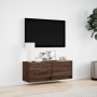 Wall-mounted TV stand with LED lights in brown oak color, 100x31x35 cm. by , TV Furniture - Ref: Foro24-852368, Price: 78,15 ...