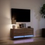 Wall-mounted TV stand with LED lights in brown oak color, 100x31x35 cm. by , TV Furniture - Ref: Foro24-852368, Price: 78,15 ...