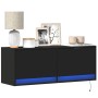 Wall-mounted TV stand with LED lights black 100x31x35 cm by , TV Furniture - Ref: Foro24-852363, Price: 78,15 €, Discount: %