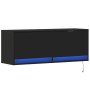 Wall-mounted TV stand with LED lights black 100x31x35 cm by , TV Furniture - Ref: Foro24-852363, Price: 78,15 €, Discount: %