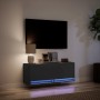 Wall-mounted TV stand with LED lights black 100x31x35 cm by , TV Furniture - Ref: Foro24-852363, Price: 78,15 €, Discount: %