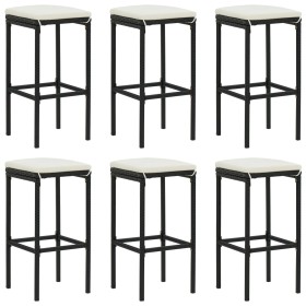 Kitchen stools with cushions 6 pcs black synthetic rattan by vidaXL, Kitchen stools - Ref: Foro24-313449, Price: 189,50 €, Di...