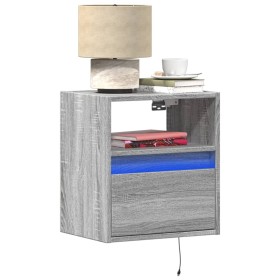 Wall-mounted bedside tables with LED lights, 2 units in Sonoma grey. by , Nightstands - Ref: Foro24-3307986, Price: 102,03 €,...