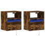 Wall-mounted bedside tables with LED lights 2 units smoked oak by , Nightstands - Ref: Foro24-3307984, Price: 98,86 €, Discou...