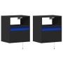 Wall-mounted bedside tables with LED lights, 2 units, black by , Nightstands - Ref: Foro24-3307978, Price: 102,03 €, Discount: %