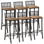 High table set and 7 solid mango wood and metal stools by , Furniture sets for kitchens and dining rooms - Ref: Foro24-321640...