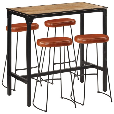 High table set and 5-piece solid mango wood and metal stools. by , Furniture sets for kitchens and dining rooms - Ref: Foro24...