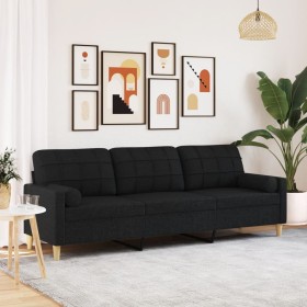 Dreisitzer-Sofa mit schwarzen Stoffkissen, 210 cm. von , Sofas - Ref: Foro24-3278205, Preis: 316,02 €, Rabatt: %