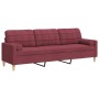 Sofá de 3 plazas con cojines tela rojo tinto 210 cm de , Sofás - Ref: Foro24-3278207, Precio: 363,59 €, Descuento: %