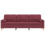 Sofá de 3 plazas con cojines tela rojo tinto 210 cm de , Sofás - Ref: Foro24-3278207, Precio: 363,59 €, Descuento: %