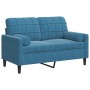 Zweiplätziges Sofa mit blauen Samtkissen, 120 cm. von , Sofas - Ref: Foro24-3278218, Preis: 226,99 €, Rabatt: %