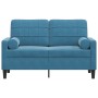 Zweiplätziges Sofa mit blauen Samtkissen, 120 cm. von , Sofas - Ref: Foro24-3278218, Preis: 226,99 €, Rabatt: %