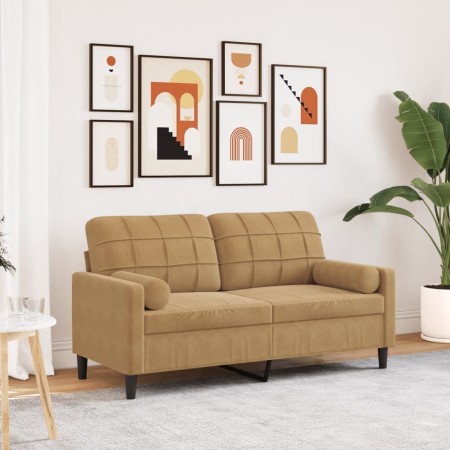 Zweiplätziges Sofa mit braunen Samtkissen, 140 cm. von , Sofas - Ref: Foro24-3278226, Preis: 227,56 €, Rabatt: %