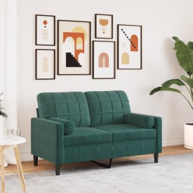 Zweiplätziges Sofa mit dunkelgrünen Samtkissen, 120 cm. von , Sofas - Ref: Foro24-3278211, Preis: 227,99 €, Rabatt: %