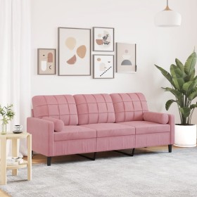 Dreisitzer-Sofa mit rosa Samtkissen, 180 cm. von , Sofas - Ref: Foro24-3278232, Preis: 297,16 €, Rabatt: %