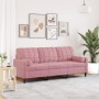 Dreisitzer-Sofa mit rosa Samtkissen, 180 cm. von , Sofas - Ref: Foro24-3278232, Preis: 303,24 €, Rabatt: %