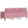 Sofá de 3 plazas con cojines terciopelo rosa 180 cm de , Sofás - Ref: Foro24-3278232, Precio: 303,24 €, Descuento: %