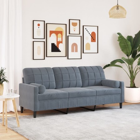 3-seater sofa with dark gray velvet cushions, 180 cm by , Sofas - Ref: Foro24-3278230, Price: 328,45 €, Discount: %