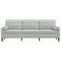 Sofá de 3 plazas con cojines terciopelo gris claro 210 cm de , Sofás - Ref: Foro24-3278239, Precio: 321,94 €, Descuento: %