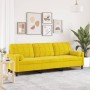 Sofá de 3 plazas con cojines terciopelo amarillo 210 cm de , Sofás - Ref: Foro24-3278245, Precio: 271,12 €, Descuento: %