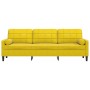 Sofá de 3 plazas con cojines terciopelo amarillo 210 cm de , Sofás - Ref: Foro24-3278245, Precio: 271,12 €, Descuento: %