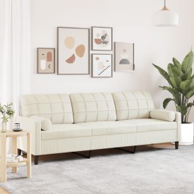 Sofá de 3 plazas con cojines terciopelo color crema 210 cm de , Sofás - Ref: Foro24-3278247, Precio: 308,07 €, Descuento: %