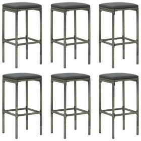 Kitchen stools with cushions 6 units gray synthetic rattan by vidaXL, Kitchen stools - Ref: Foro24-313450, Price: 181,99 €, D...