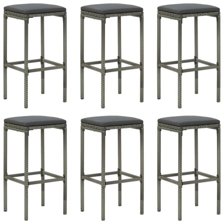 Kitchen stools with cushions 6 units gray synthetic rattan by vidaXL, Kitchen stools - Ref: Foro24-313450, Price: 180,68 €, D...