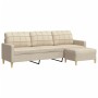 Dreisitzer-Sofa mit Hocker aus cremefarbenem Stoff, 210 cm. von , Sofas - Ref: Foro24-3278251, Preis: 395,13 €, Rabatt: %