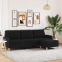 Sofá de 3 plazas con taburete de tela negro 210 cm de , Sofás - Ref: Foro24-3278253, Precio: 358,92 €, Descuento: %