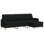 Sofá de 3 plazas con taburete de tela negro 210 cm de , Sofás - Ref: Foro24-3278253, Precio: 358,92 €, Descuento: %