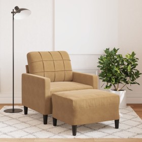 Armchair with brown velvet footstool 60 cm by , Sofas - Ref: Foro24-3278264, Price: 181,99 €, Discount: %