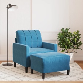 Sessel mit Hocker aus blauem Samt, 60 cm. von , Sofas - Ref: Foro24-3278266, Preis: 191,85 €, Rabatt: %