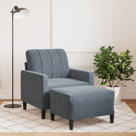 Dark gray velvet armchair with footstool, 60 cm. by , Sofas - Ref: Foro24-3278258, Price: 225,33 €, Discount: %