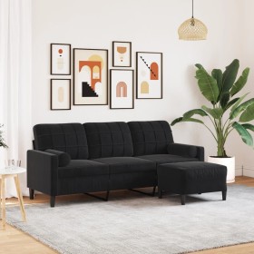 Dreisitzer-Sofa mit schwarzem Samt-Hocker, 180 cm. von , Sofas - Ref: Foro24-3278272, Preis: 428,34 €, Rabatt: %