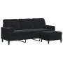 Sofá de 3 plazas con taburete de terciopelo negro 180 cm de , Sofás - Ref: Foro24-3278272, Precio: 431,18 €, Descuento: %