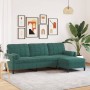 Dreisitzer-Sofa mit dunkelgrünem Samt-Hocker, 210 cm. von , Sofas - Ref: Foro24-3278279, Preis: 351,88 €, Rabatt: %