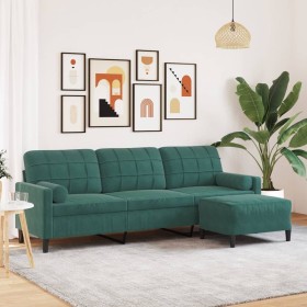 Dreisitzer-Sofa mit dunkelgrünem Samt-Hocker, 210 cm. von , Sofas - Ref: Foro24-3278279, Preis: 351,88 €, Rabatt: %