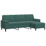 Sofá de 3 plazas con taburete de terciopelo verde oscuro 210 cm de , Sofás - Ref: Foro24-3278279, Precio: 351,88 €, Descuento: %