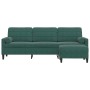 Sofá de 3 plazas con taburete de terciopelo verde oscuro 210 cm de , Sofás - Ref: Foro24-3278279, Precio: 351,88 €, Descuento: %