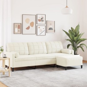 Dreisitzer-Sofa mit cremefarbenem Samt-Hocker, 210 cm. von , Sofas - Ref: Foro24-3278285, Preis: 354,99 €, Rabatt: %